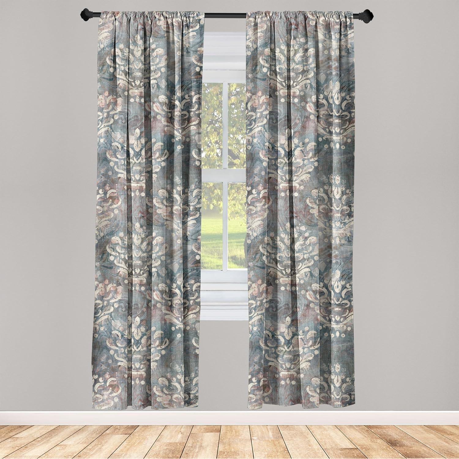 imageAmbesonne Ethnic Curtains Watercolor Folk Floral Ornament Tie Dye Look on Creamy Neutral Backdrop Window Treatments 2 Panel Set for Living Room Bedroom Pair of 28 x 63 Jade Green Plum MustardGrey Teal Pale Rust and Beige