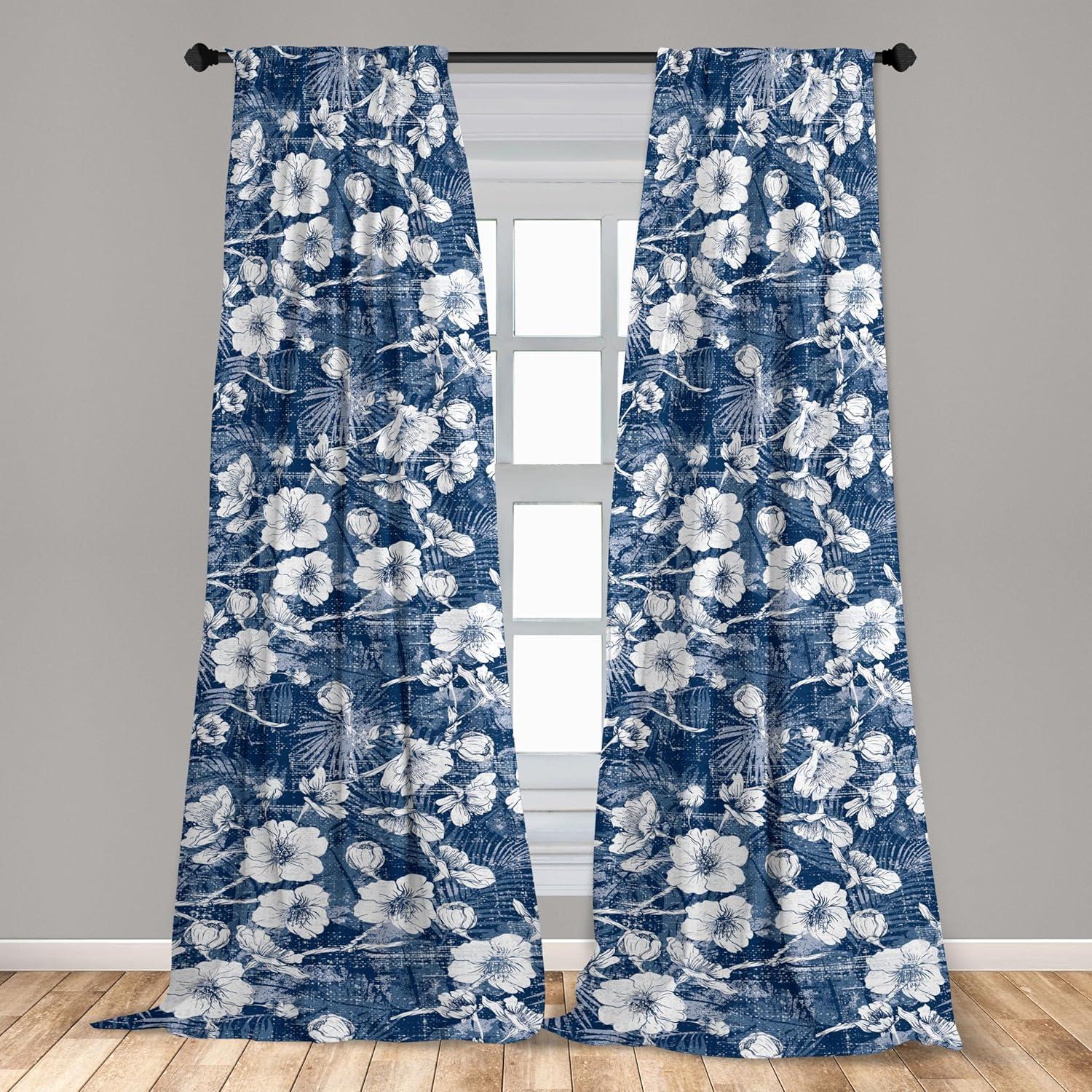 imageAmbesonne Ethnic Curtains Watercolor Folk Floral Ornament Tie Dye Look on Creamy Neutral Backdrop Window Treatments 2 Panel Set for Living Room Bedroom Pair of 28 x 63 Jade Green Plum MustardDark Sky Blue and Off White