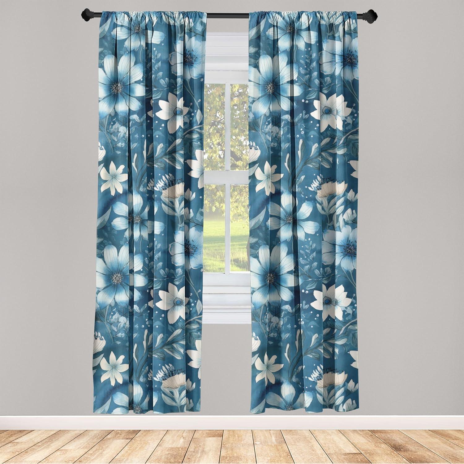 imageAmbesonne Ethnic Curtains Watercolor Folk Floral Ornament Tie Dye Look on Creamy Neutral Backdrop Window Treatments 2 Panel Set for Living Room Bedroom Pair of 28 x 63 Jade Green Plum MustardEggshell Sea Blue