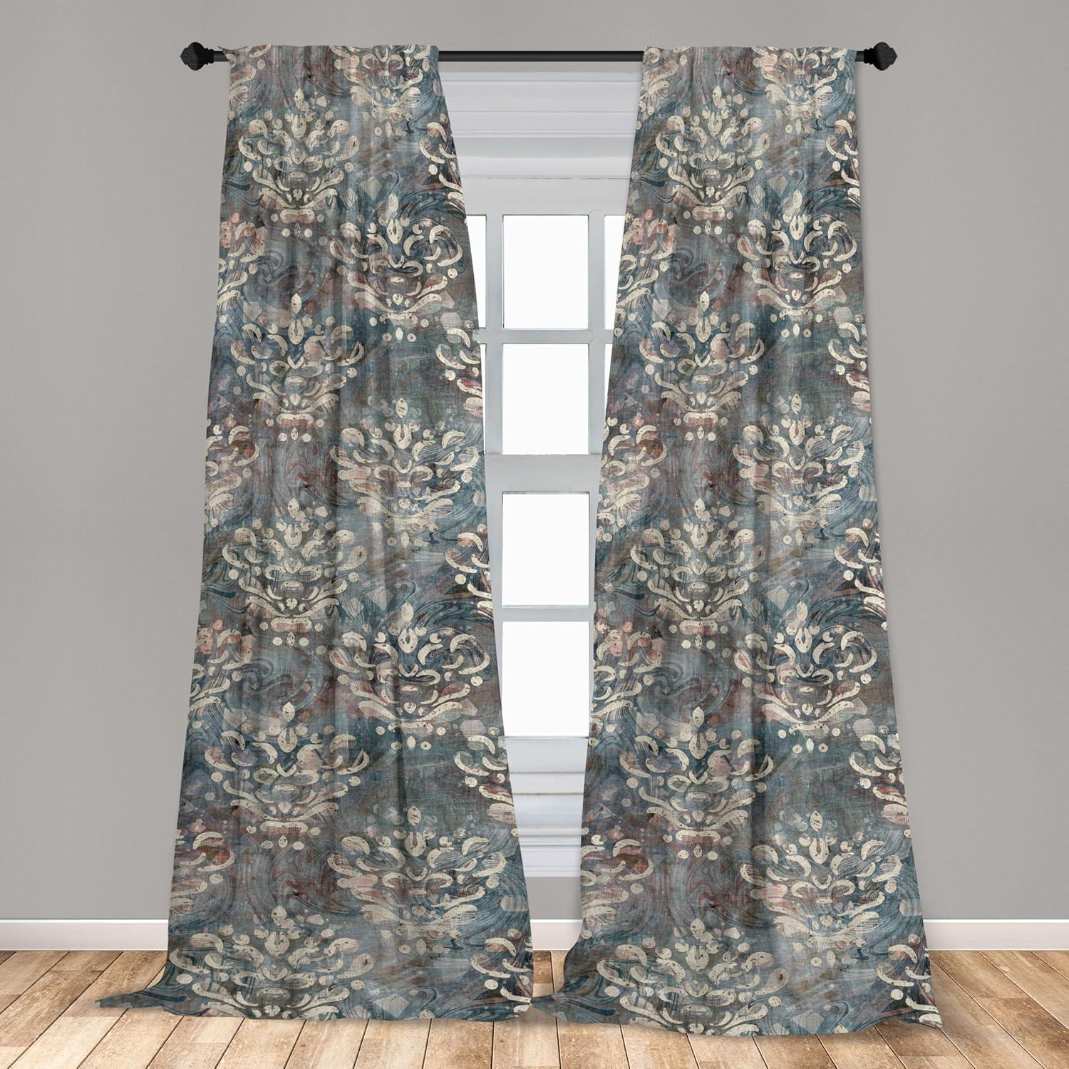 imageAmbesonne Ethnic Curtains Watercolor Folk Floral Ornament Tie Dye Look on Creamy Neutral Backdrop Window Treatments 2 Panel Set for Living Room Bedroom Pair of 28 x 63 Jade Green Plum MustardGrey Teal Pale Rust and Beige