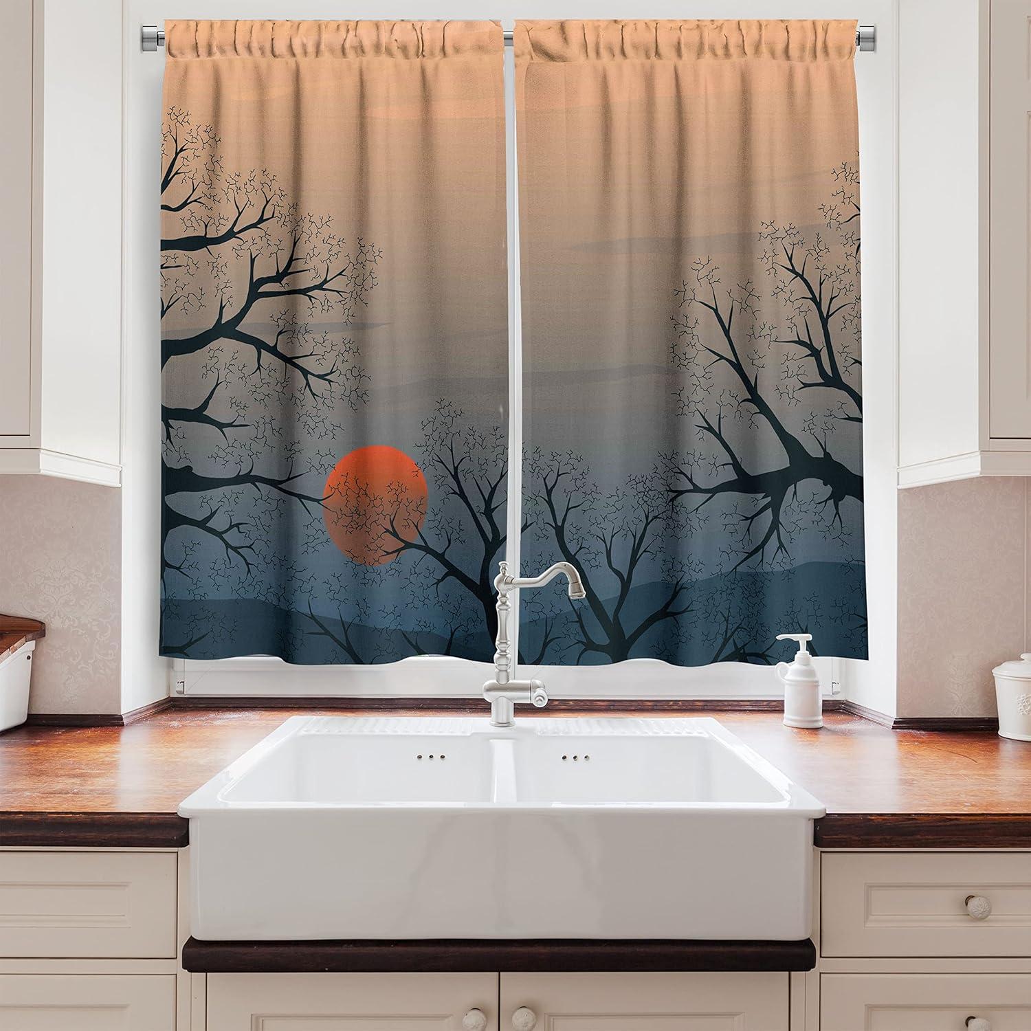 imageAmbesonne Live Laugh Love Kitchen Curtains Valentines Day Theme Typographic Banner Heart Shaped Cookies Tea Cup Window Drapes 2 Panel Set for Kitchen Cafe Decor 55 x 39 Peach White Dark PinkBlue Orange