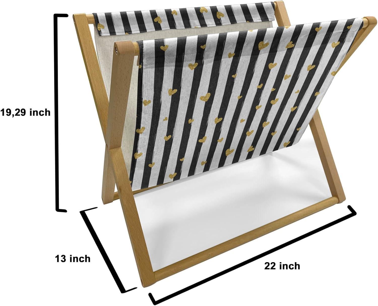 imageAmbesonne Modern Magazine and Book Holder Vertical Black and White Brushstroke Stripes Background Valentines Themed Hearts Floor Rack Decor for Interior of Home amp Office 22 x 19 Pale CoffeePale Coffee