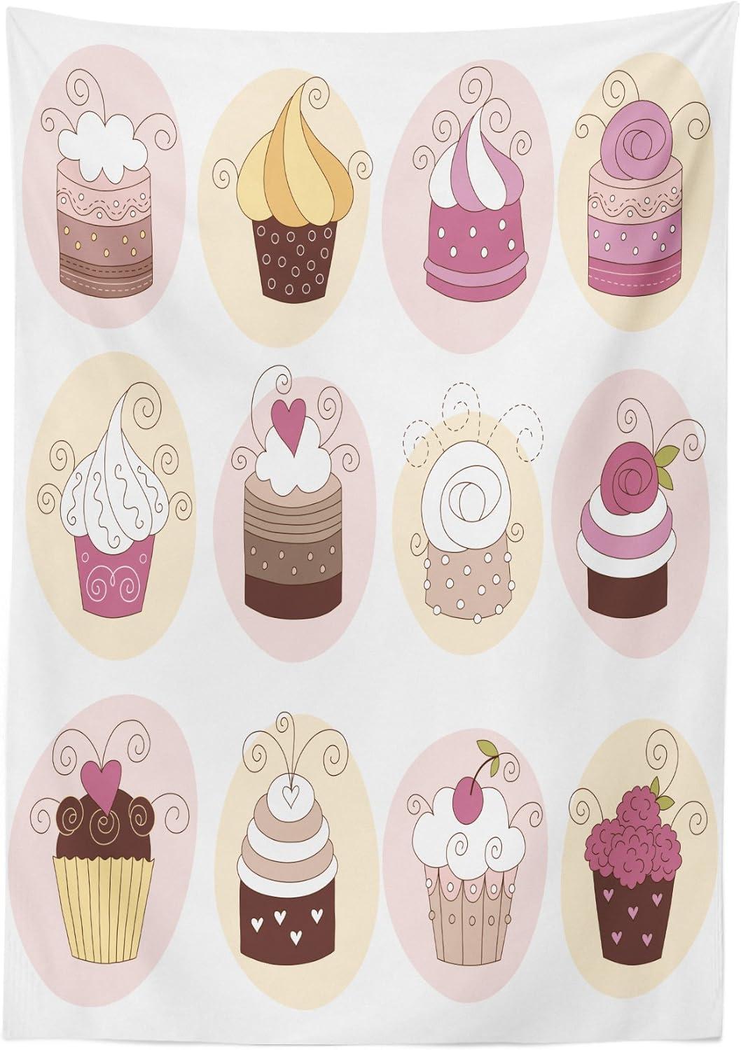 imageAmbesonne Valentine Tablecloth Heart Shaped Lollipops Candies with Spirals Romantic Love Theme Pattern Dining Room Kitchen Rectangular Table Cover 52 X 70 Pink PurplePink Cream