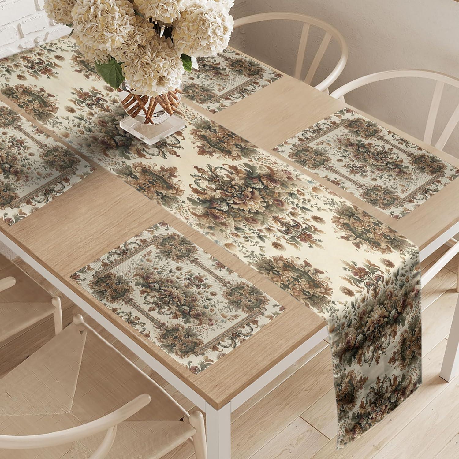 imageAmbesonne Xo Table Runner Hugs and Kisses Pattern Love You Affection Expression Sign Print Dining Room Kitchen Rectangular Runner 16 X 90 White CharcoalOlive Green Sand Brown