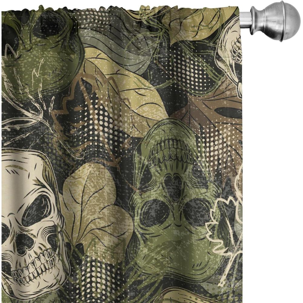 imageAmbesonne Ethnic Curtains Watercolor Folk Floral Ornament Tie Dye Look on Creamy Neutral Backdrop Window Treatments 2 Panel Set for Living Room Bedroom Pair of 28 x 63 Jade Green Plum MustardPale Olive Green Eggshell