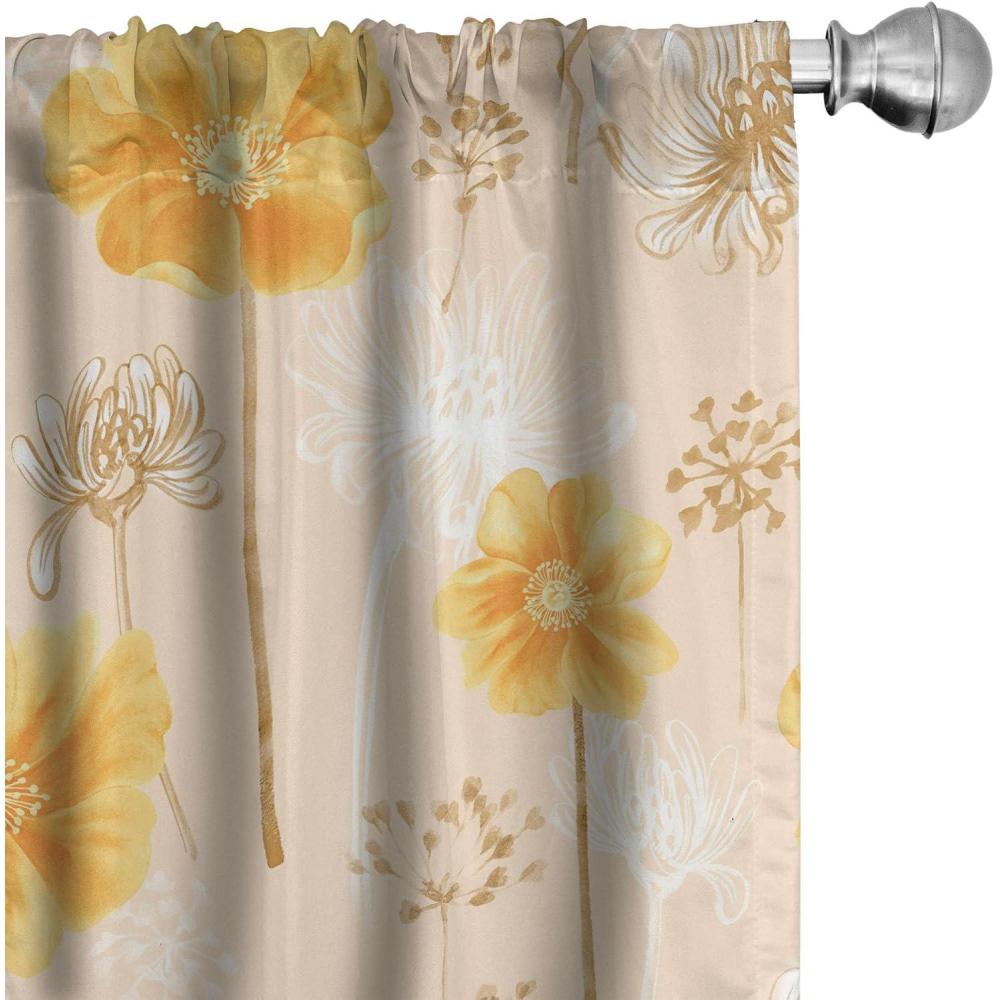 imageAmbesonne Ethnic Curtains Watercolor Folk Floral Ornament Tie Dye Look on Creamy Neutral Backdrop Window Treatments 2 Panel Set for Living Room Bedroom Pair of 28 x 63 Jade Green Plum MustardEarth Yellow Mustard Tan