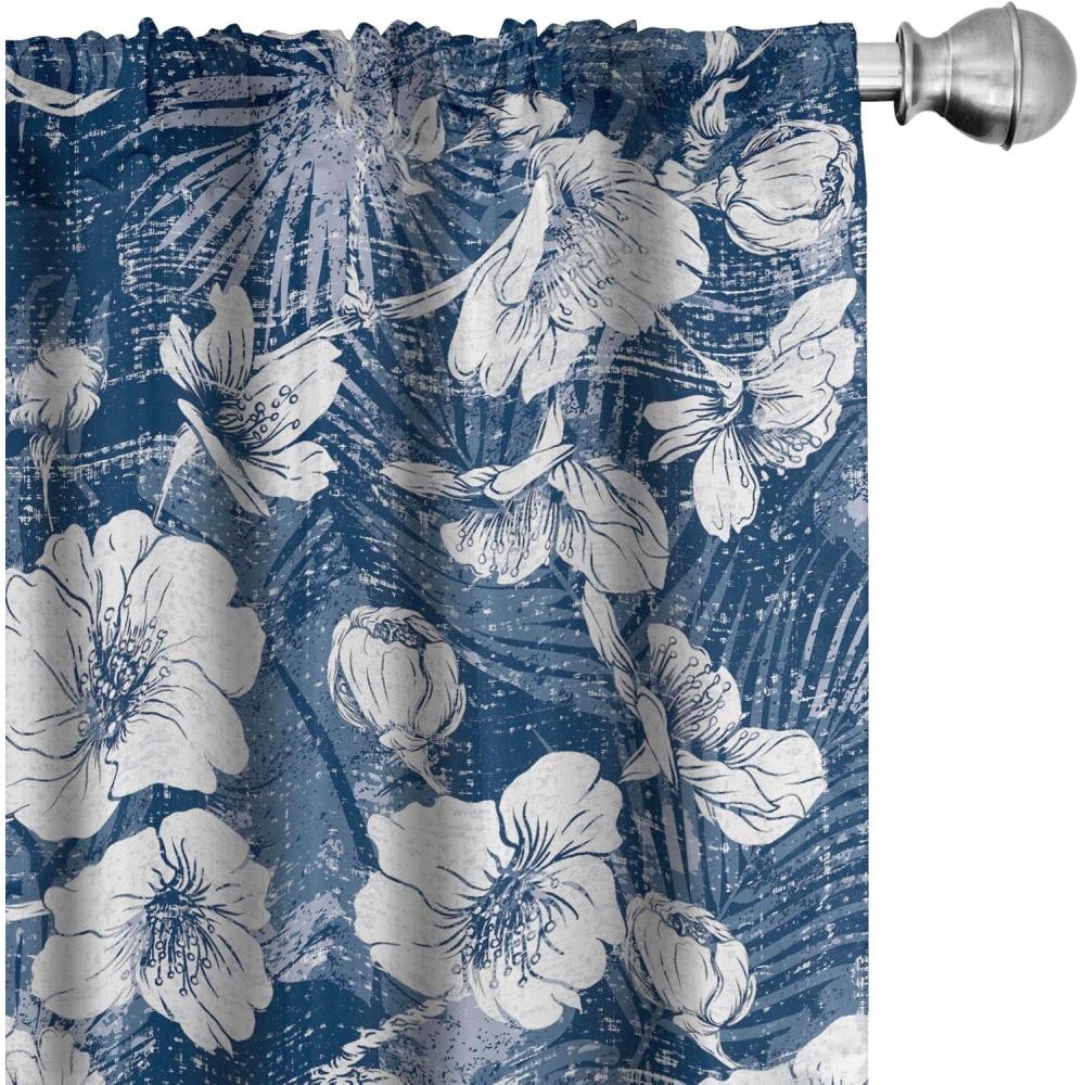 imageAmbesonne Ethnic Curtains Watercolor Folk Floral Ornament Tie Dye Look on Creamy Neutral Backdrop Window Treatments 2 Panel Set for Living Room Bedroom Pair of 28 x 63 Jade Green Plum MustardDark Sky Blue and Off White