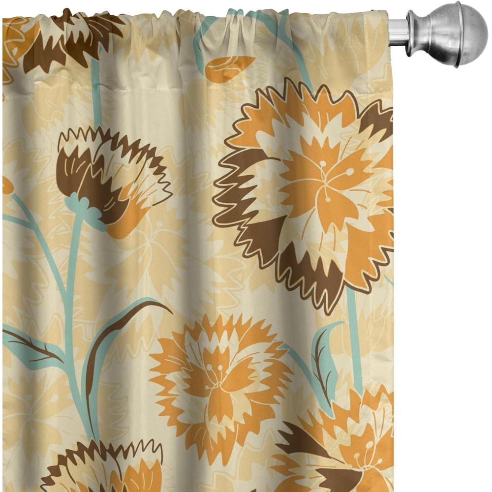 imageAmbesonne Ethnic Curtains Watercolor Folk Floral Ornament Tie Dye Look on Creamy Neutral Backdrop Window Treatments 2 Panel Set for Living Room Bedroom Pair of  28 x 63 Jade Green Plum MustardMarigold Seafoam