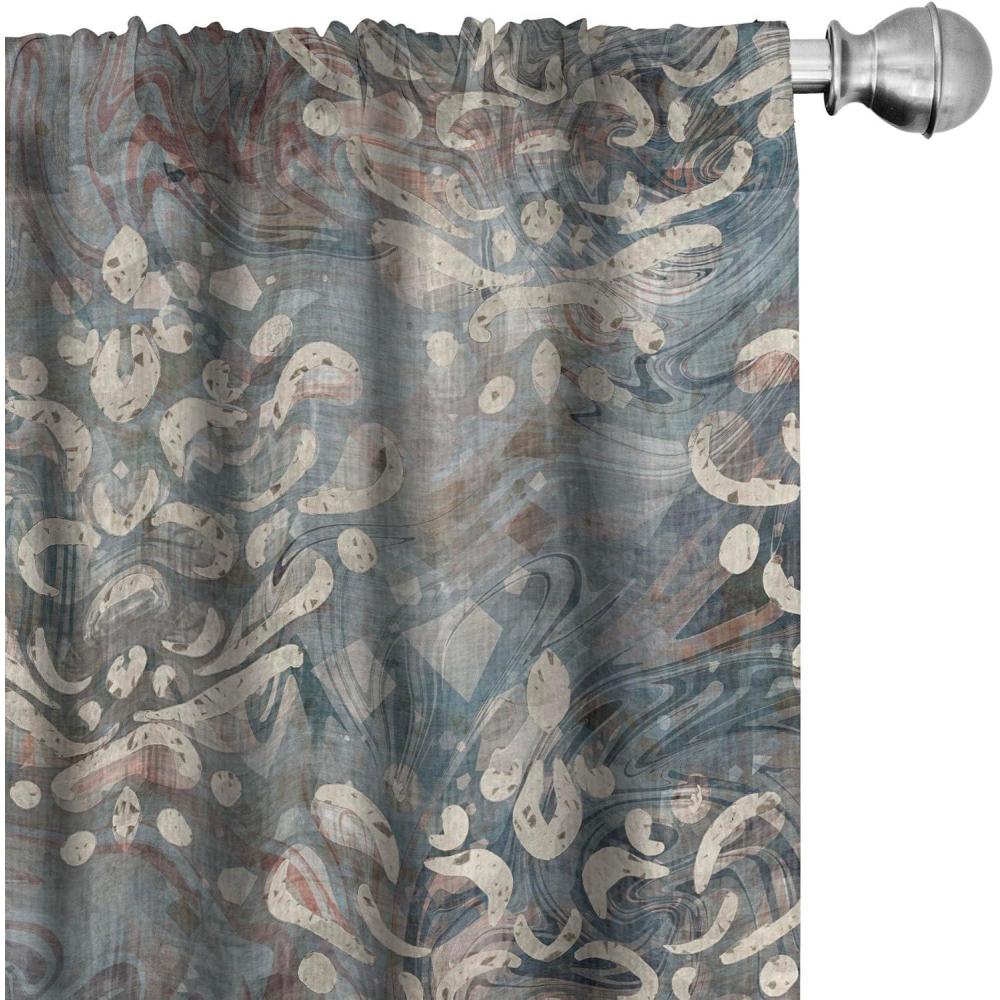 imageAmbesonne Ethnic Curtains Watercolor Folk Floral Ornament Tie Dye Look on Creamy Neutral Backdrop Window Treatments 2 Panel Set for Living Room Bedroom Pair of 28 x 63 Jade Green Plum MustardGrey Teal Pale Rust and Beige