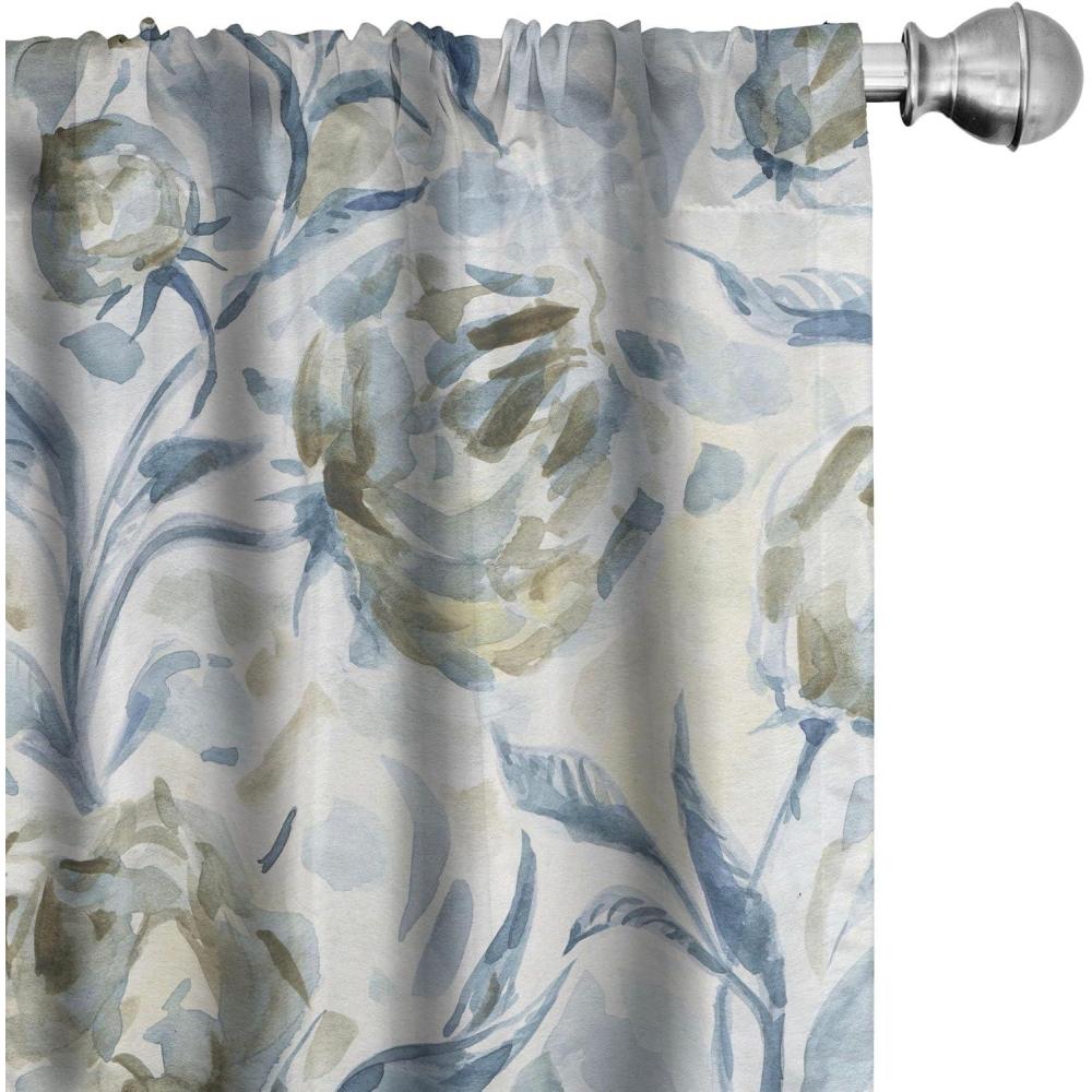 imageAmbesonne Ethnic Curtains Watercolor Folk Floral Ornament Tie Dye Look on Creamy Neutral Backdrop Window Treatments 2 Panel Set for Living Room Bedroom Pair of 28 x 63 Jade Green Plum MustardBlue Grey Peacock Green