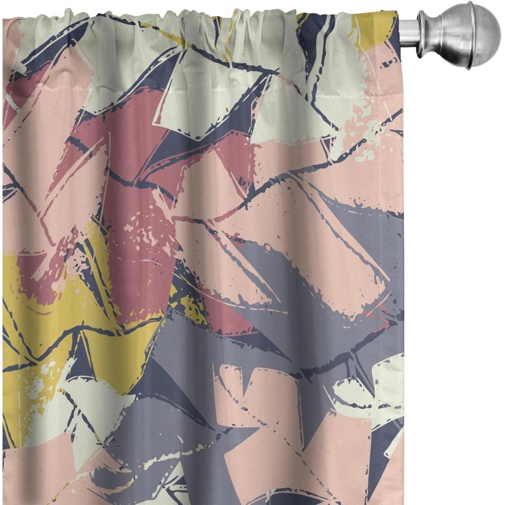 imageAmbesonne Ethnic Curtains Watercolor Folk Floral Ornament Tie Dye Look on Creamy Neutral Backdrop Window Treatments 2 Panel Set for Living Room Bedroom Pair of 28 x 63 Jade Green Plum MustardPastel Pink Yellow Green