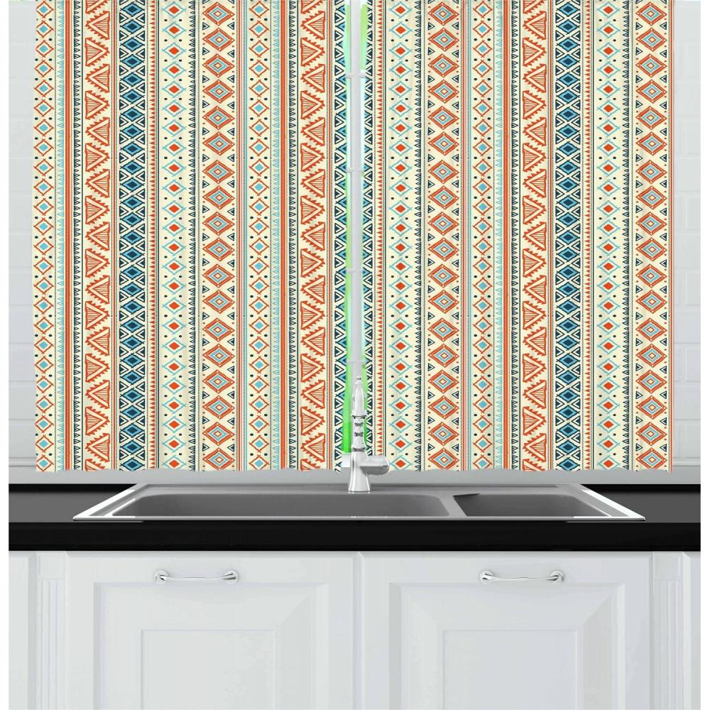 imageAmbesonne Live Laugh Love Kitchen Curtains Valentines Day Theme Typographic Banner Heart Shaped Cookies Tea Cup Window Drapes 2 Panel Set for Kitchen Cafe Decor 55 x 39 Peach White Dark PinkOrange Blue Pale Yellow
