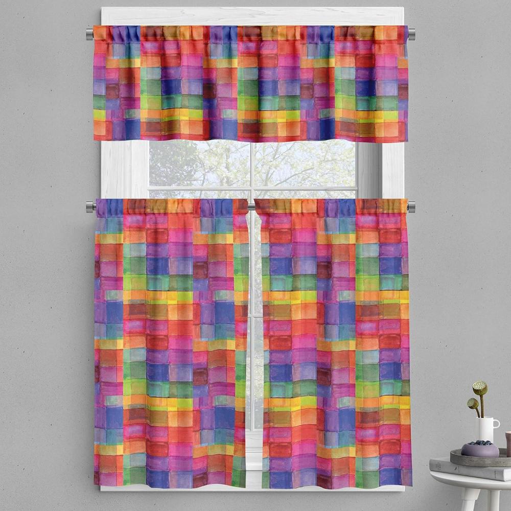imageAmbesonne Live Laugh Love Kitchen Curtains Valentines Day Theme Typographic Banner Heart Shaped Cookies Tea Cup Window Drapes 2 Panel Set for Kitchen Cafe Decor 55 x 39 Peach White Dark PinkGreen Magenta