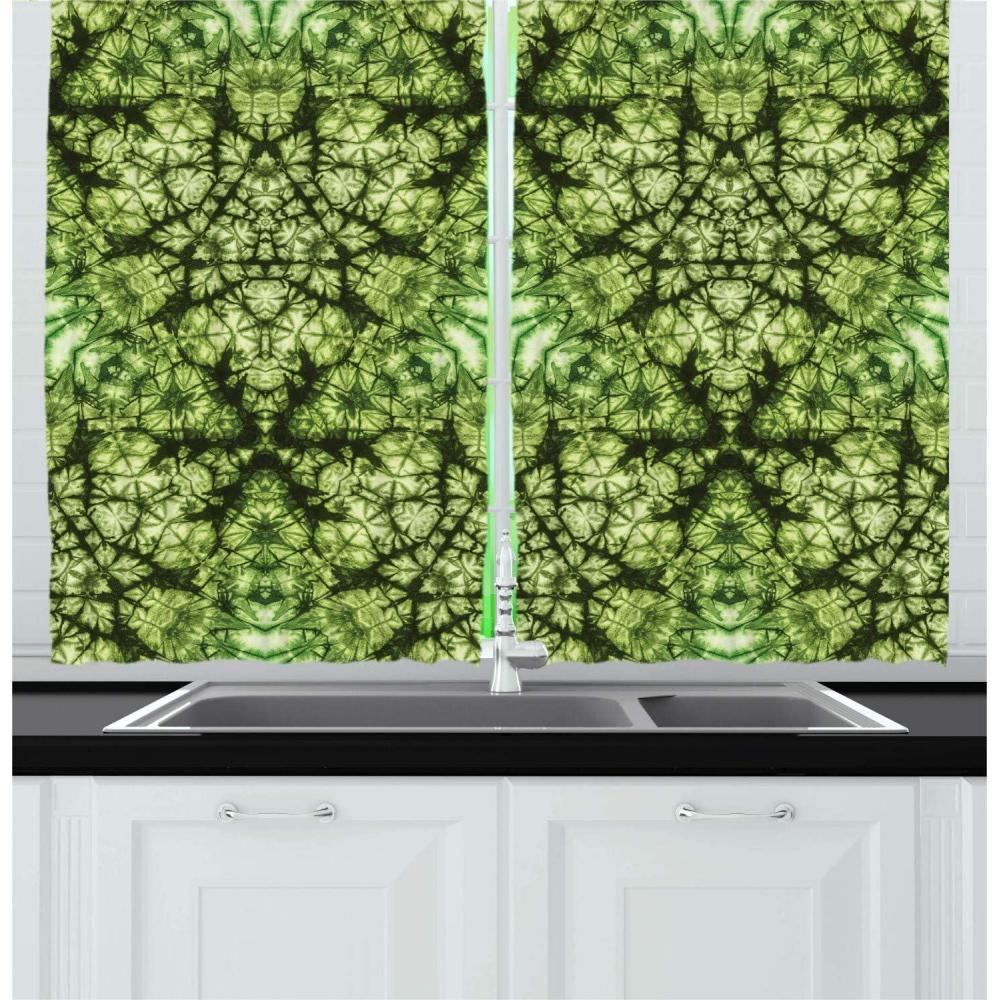 imageAmbesonne Live Laugh Love Kitchen Curtains Valentines Day Theme Typographic Banner Heart Shaped Cookies Tea Cup Window Drapes 2 Panel Set for Kitchen Cafe Decor 55 x 39 Peach White Dark PinkGreen Black