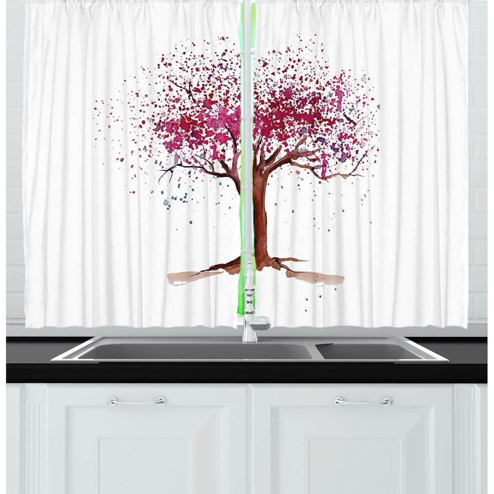 imageAmbesonne Live Laugh Love Kitchen Curtains Valentines Day Theme Typographic Banner Heart Shaped Cookies Tea Cup Window Drapes 2 Panel Set for Kitchen Cafe Decor 55 x 39 Peach White Dark PinkMagenta Redwood