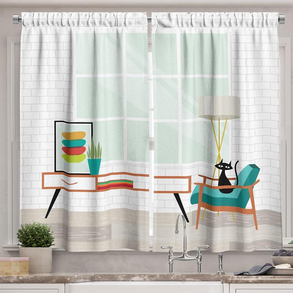 imageAmbesonne Live Laugh Love Kitchen Curtains Valentines Day Theme Typographic Banner Heart Shaped Cookies Tea Cup Window Drapes 2 Panel Set for Kitchen Cafe Decor 55 x 39 Peach White Dark PinkWhite and Multicolor