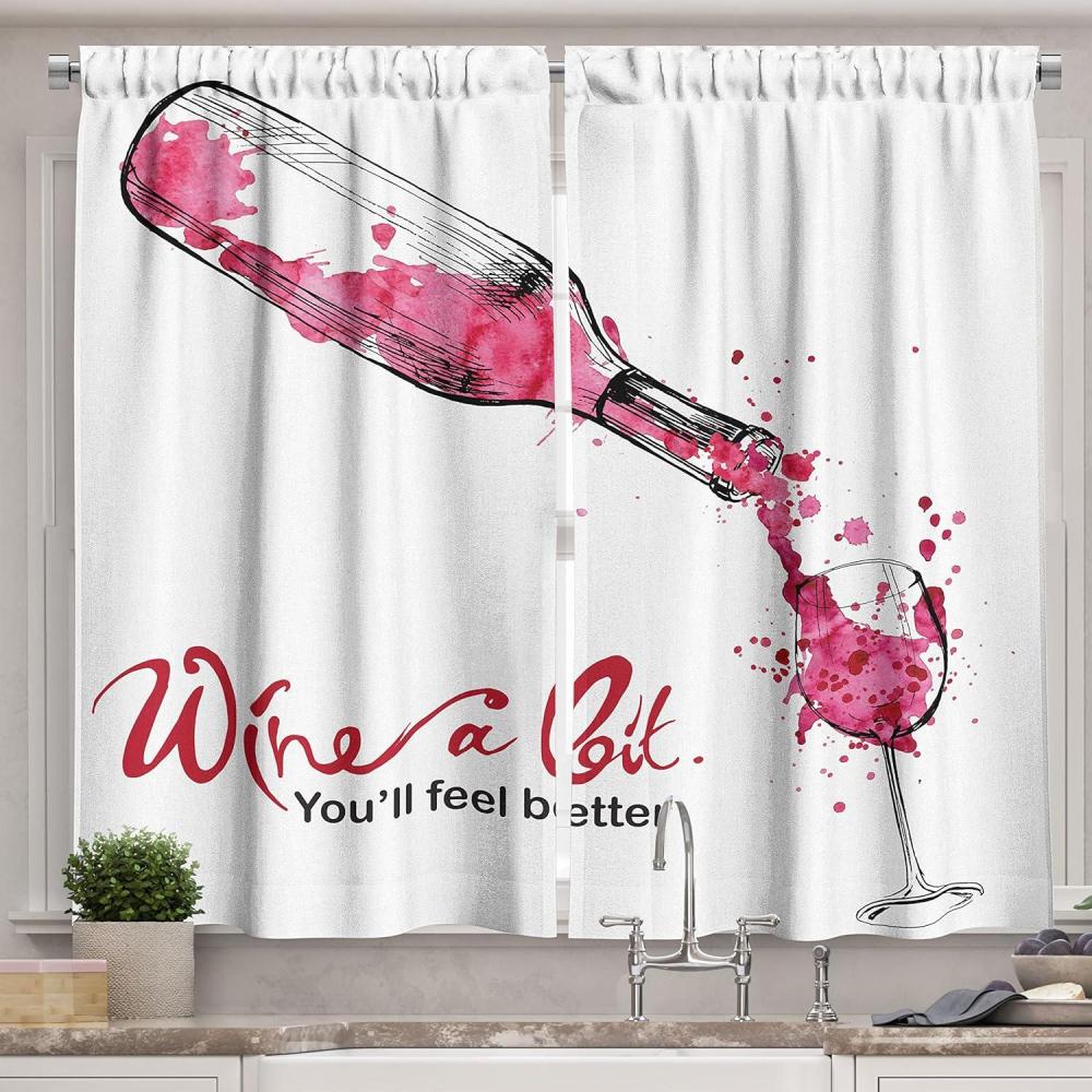 imageAmbesonne Live Laugh Love Kitchen Curtains Valentines Day Theme Typographic Banner Heart Shaped Cookies Tea Cup Window Drapes 2 Panel Set for Kitchen Cafe Decor 55 x 39 Peach White Dark PinkCoral Black