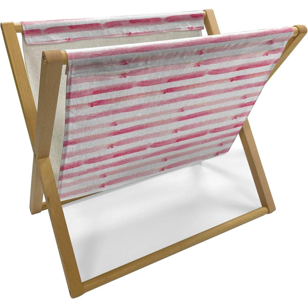 imageAmbesonne Modern Magazine and Book Holder Vertical Black and White Brushstroke Stripes Background Valentines Themed Hearts Floor Rack Decor for Interior of Home amp Office 22 x 19 Pale CoffeePink White and Rose