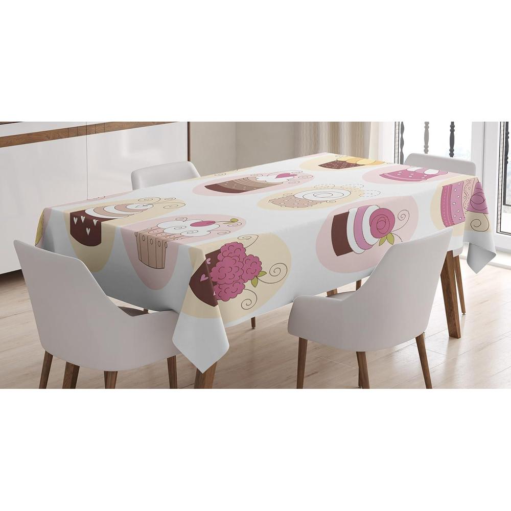 imageAmbesonne Valentine Tablecloth Heart Shaped Lollipops Candies with Spirals Romantic Love Theme Pattern Dining Room Kitchen Rectangular Table Cover 52 X 70 Pink PurplePink Cream