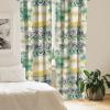 Ambesonne Ethnic Curtains, Watercolor Folk Floral Ornament Tie Dye Look on Creamy Neutral Backdrop, Window Treatments 2 Panel Set for Living Room Bedroom, Pair of – 28″ x 63″, Jade Green Plum Mustard(Jade Green Plum Mustard)
