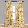 Ambesonne Ethnic Curtains, Watercolor Folk Floral Ornament Tie Dye Look on Creamy Neutral Backdrop, Window Treatments 2 Panel Set for Living Room Bedroom, Pair of – 28″ x 63″, Jade Green Plum Mustard(Marigold Seafoam)