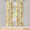 Ambesonne Ethnic Curtains, Watercolor Folk Floral Ornament Tie Dye Look on Creamy Neutral Backdrop, Window Treatments 2 Panel Set for Living Room Bedroom, Pair of – 28″ x 63″, Jade Green Plum Mustard(Marigold Seafoam)