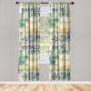 Ambesonne Ethnic Curtains, Watercolor Folk Floral Ornament Tie Dye Look on Creamy Neutral Backdrop, Window Treatments 2 Panel Set for Living Room Bedroom, Pair of – 28″ x 63″, Jade Green Plum Mustard(Jade Green Plum Mustard)