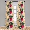 Ambesonne Ethnic Curtains, Watercolor Folk Floral Ornament Tie Dye Look on Creamy Neutral Backdrop, Window Treatments 2 Panel Set for Living Room Bedroom, Pair of – 28″ x 63″, Jade Green Plum Mustard(Dark Coral and Forest Green)