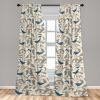 Ambesonne Ethnic Curtains, Watercolor Folk Floral Ornament Tie Dye Look on Creamy Neutral Backdrop, Window Treatments 2 Panel Set for Living Room Bedroom, Pair of – 28″ x 63″, Jade Green Plum Mustard(Cream and Dark Lavender)