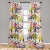 Ambesonne Ethnic Curtains, Watercolor Folk Floral Ornament Tie Dye Look on Creamy Neutral Backdrop, Window Treatments 2 Panel Set for Living Room Bedroom, Pair of – 28″ x 63″, Jade Green Plum Mustard(Pastel Pink Yellow Green)