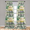 Ambesonne Ethnic Curtains, Watercolor Folk Floral Ornament Tie Dye Look on Creamy Neutral Backdrop, Window Treatments 2 Panel Set for Living Room Bedroom, Pair of – 28″ x 63″, Jade Green Plum Mustard(Jade Green Plum Mustard)