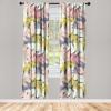 Ambesonne Ethnic Curtains, Watercolor Folk Floral Ornament Tie Dye Look on Creamy Neutral Backdrop, Window Treatments 2 Panel Set for Living Room Bedroom, Pair of – 28″ x 63″, Jade Green Plum Mustard(Pastel Pink Yellow Green)