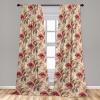 Ambesonne Ethnic Curtains, Watercolor Folk Floral Ornament Tie Dye Look on Creamy Neutral Backdrop, Window Treatments 2 Panel Set for Living Room Bedroom, Pair of – 28″ x 63″, Jade Green Plum Mustard(Dark Pink Green)