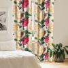 Ambesonne Ethnic Curtains, Watercolor Folk Floral Ornament Tie Dye Look on Creamy Neutral Backdrop, Window Treatments 2 Panel Set for Living Room Bedroom, Pair of – 28″ x 63″, Jade Green Plum Mustard(Dark Coral and Forest Green)