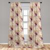 Ambesonne Ethnic Curtains, Watercolor Folk Floral Ornament Tie Dye Look on Creamy Neutral Backdrop, Window Treatments 2 Panel Set for Living Room Bedroom, Pair of – 28″ x 63″, Jade Green Plum Mustard(Eggplant Lilac Champagne)