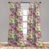 Ambesonne Ethnic Curtains, Watercolor Folk Floral Ornament Tie Dye Look on Creamy Neutral Backdrop, Window Treatments 2 Panel Set for Living Room Bedroom, Pair of – 28″ x 63″, Jade Green Plum Mustard(Hot Pink Pastel Yellow)