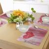 Ambesonne Love Place Mats Set of 4, Love You Heart on Grunge Style Rustic Wooden Background Valentines Day Retro Print, Washable Fabric Placemats for Dining Room Kitchen Table Decor, Red Pink