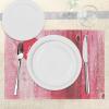 Ambesonne Love Place Mats Set of 4, Love You Heart on Grunge Style Rustic Wooden Background Valentines Day Retro Print, Washable Fabric Placemats for Dining Room Kitchen Table Decor, Red Pink