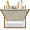 Ambesonne Modern Magazine and Book Holder, Vertical Black and White Brushstroke Stripes Background Valentines Themed Hearts, Floor Rack Decor for Interior of Home & Office, 22″ x 19″, Pale Coffee(Almond and White)
