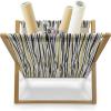 Ambesonne Modern Magazine and Book Holder, Vertical Black and White Brushstroke Stripes Background Valentines Themed Hearts, Floor Rack Decor for Interior of Home & Office, 22″ x 19″, Pale Coffee(Khaki Black and White)