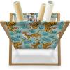 Ambesonne Modern Magazine and Book Holder, Vertical Black and White Brushstroke Stripes Background Valentines Themed Hearts, Floor Rack Decor for Interior of Home & Office, 22″ x 19″, Pale Coffee(Pale Turquoise Marigold)
