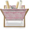 Ambesonne Modern Magazine and Book Holder, Vertical Black and White Brushstroke Stripes Background Valentines Themed Hearts, Floor Rack Decor for Interior of Home & Office, 22″ x 19″, Pale Coffee(Pink White and Rose)