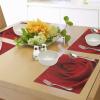 Ambesonne Rose Place Mats Set of 4, Close up Macro of a Red Rose Bloom Fresh Natural Beauty Valentine’s Day Couples Theme, Washable Fabric Placemats for Dining Table, Standard Size, Vermilion