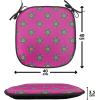 Ambesonne Valentine Chair Seating Cushion Set of 4, Different Types of Heart Shapes Romance Love Theme Watercolor Striped Art, Anti-Slip Seat Padding for Kitchen & Patio, 16″x16″, Pink Black White(Hot Pink Green and Blue)