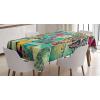 Ambesonne Valentine Tablecloth, Heart Shaped Lollipops Candies with Spirals Romantic Love Theme Pattern, Dining Room Kitchen Rectangular Table Cover, 52″ X 70″, Pink Purple(Dark Seafoam)