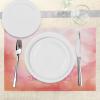 Ambesonne Valentines Day Place Mats Set of 4, Color My Love Deep as The Ocean Romantic Her Star Hearts Arrow, Washable Fabric Placemats for Dining Table, Standard Size, Pink Coral