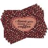 Ambesonne I Love You More Place Mats Set of 4, Happy Valentine’s Day Celebration Coffee and Love Theme with Hearts, Washable Fabric Placemats for Dining Room Kitchen Table Decor, Coral Peach Brown