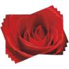 Ambesonne Rose Place Mats Set of 4, Close up Macro of a Red Rose Bloom Fresh Natural Beauty Valentine’s Day Couples Theme, Washable Fabric Placemats for Dining Table, Standard Size, Vermilion
