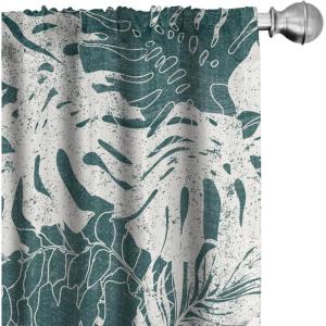 Ambesonne Ethnic Curtains, Watercolor Folk Floral Ornament Tie Dye Look on Creamy Neutral Backdrop, Window Treatments 2 Panel Set for Living Room Bedroom, Pair of – 28″ x 63″, Jade Green Plum Mustard(Green Eggshell)