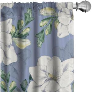 Ambesonne Ethnic Curtains, Watercolor Folk Floral Ornament Tie Dye Look on Creamy Neutral Backdrop, Window Treatments 2 Panel Set for Living Room Bedroom, Pair of – 28″ x 63″, Jade Green Plum Mustard(Ceil Blue Green and Cream)